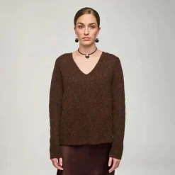 Aarikka naisten neulepusero, SERONA NEULE Tummanruskea