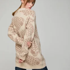 Aarikka naisten neuletakki, ELLIS NEYLETAKKI PÄSSI Kuosillinen Beige