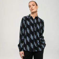 Aarikka naisten paitapusero Tiila, musta kuosi