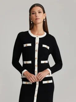 Andiata naisten neuletakki, CHARLOTT CARDIGAN Mustavalkoinen