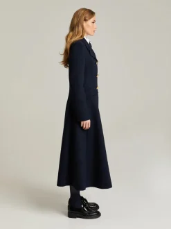 Andiata naisten pitkä villakangastakki, DEZIRE COAT Tummansininen