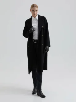 Andiata Naisten Villakangastakki, LEVIA COAT 100% WOOL Musta