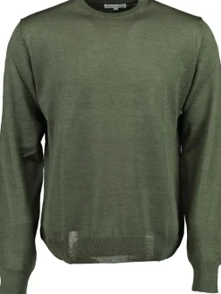 Black Blue Miesten Neulepusero, MERINO O-NECK Vihreä