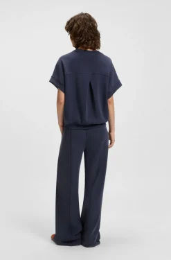 BOSS Orange naisten housut, ENURI JERSEY TROUSERS Tummansininen