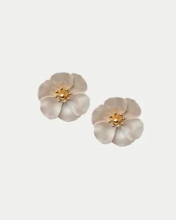 Bow 19 korvakorut Flower Small Earrings, vaalea beige