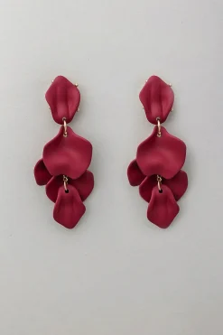 Bow 19 korvakorut, LEAF EARRINGS Viininpunainen