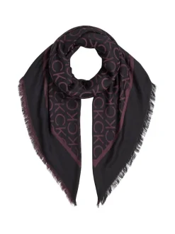 Calvin Klein Accessories naisten huivi,DIAGONAL MONOGRAM JACQUARD SCARF Musta