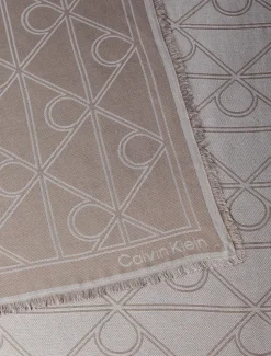 Calvin Klein Accessories unisex huivi Emblem AOP Contrast LW Square, vaalea beige