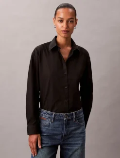Calvin Klein Jeans Logo Perfect Button Down Shirt, musta