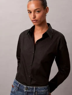 Calvin Klein Jeans Logo Perfect Button Down Shirt, musta