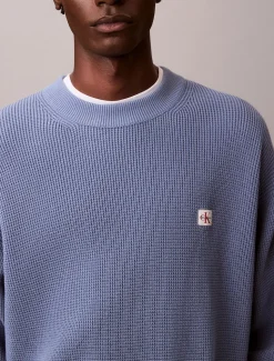 Calvin Klein Jeans miesten neulepusero LS EZ Cotton Waffle Crwnk Swtr 9, sininen