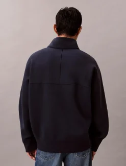 Calvin Klein Jeans miesten collegepaita LS Cotton Spacer Stripe Rib QTR, tummansininen