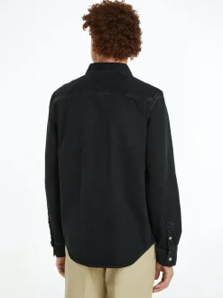 Calvin Klein Jeans Miesten Paitatakki, REGULAR LINEAR SHIRT Hiilenmusta