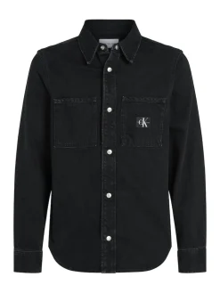 Calvin Klein Jeans Miesten Paitatakki, REGULAR LINEAR SHIRT Hiilenmusta