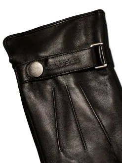 Calvin Klein Jeans Miesten Käsineet, LEATHER RIVET GLOVES Musta