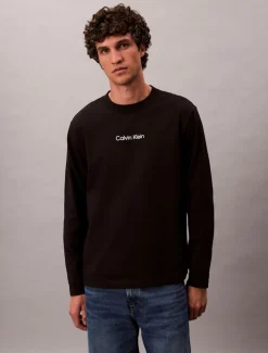 Calvin Klein Jeans miesten pitkähihainen, LS RLXD STANDARD LOGO CREWNK TEE Musta