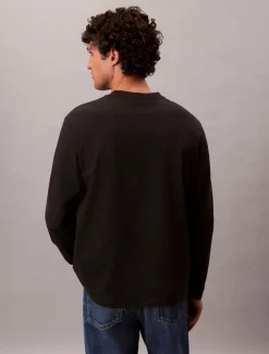 Calvin Klein Jeans miesten pitkähihainen, LS RLXD STANDARD LOGO CREWNK TEE Musta