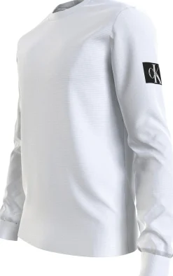 Calvin Klein Jeans Miesten Paita, MONOLOGO BADGE WAFFLE LS TEE Valkoinen
