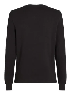 Calvin Klein Jeans Miesten Paita, WOVEN TAP WAFFLE LS TEE Musta