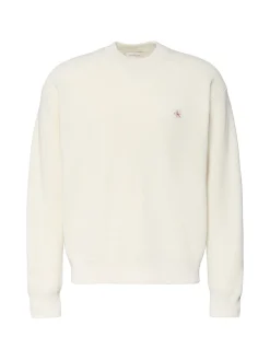 Calvin Klein Jeans miesten neulepusero LS EZ Cotton Waffle Crwnk Swtr 9, luonnonvalkoinen