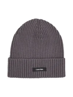 Calvin Klein Jeans Miesten Pipo CLASSIC COTTON RIB BEANIE, Tummanharmaa