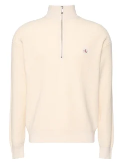 Calvin Klein Jeans miesten collegepaita ELS EZ Cotton Waffle Quarter Zip, kerma