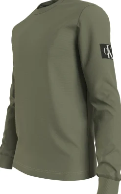 Calvin Klein Jeans Miesten Paita, MONOLOGO BADGE WAFFLE LS TEE Armeijanvihreä