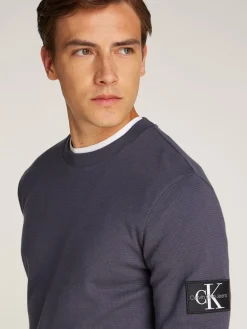 Calvin Klein Jeans Miesten Paita, MONOLOGO BADGE WAFFLE LS TEE Tummansininen