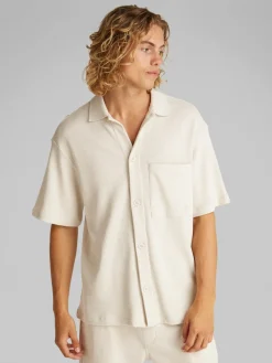 Calvin Klein Jeans miesten paita, CHUNKY WAFFLE SS HWK OVERSHIRT Valkoinen