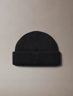 Calvin Klein Jeans miesten pipo, PATCH CHUNKY RIB COTTON DOCKER B Musta