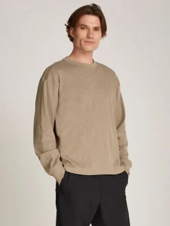 Calvin Klein Jeans Miesten Paita, SLUB RIB LS Vaalea Beige