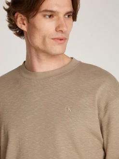 Calvin Klein Jeans Miesten Paita, SLUB RIB LS Vaalea Beige