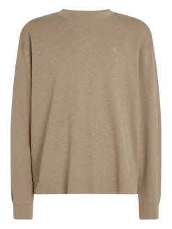 Calvin Klein Jeans Miesten Paita, SLUB RIB LS Vaalea Beige