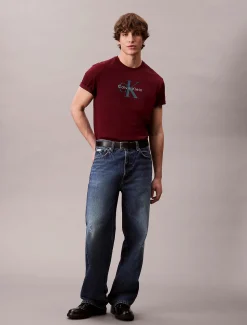 Calvin Klein Jeans miesten t-paita, SS HERO MONOLOGO TE Viininpunainen