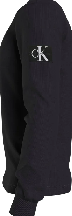 Calvin Klein Jeans Miesten Paita, MONOLOGO BADGE WAFFLE LS TEE Musta