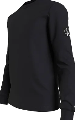 Calvin Klein Jeans Miesten Paita, MONOLOGO BADGE WAFFLE LS TEE Musta