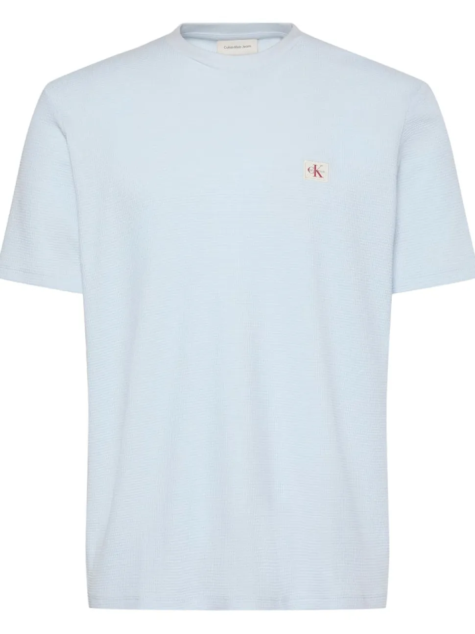 Calvin Klein Jeans miesten t-paita SS Waffle Badge Crewnk Tee, vaaleansininen