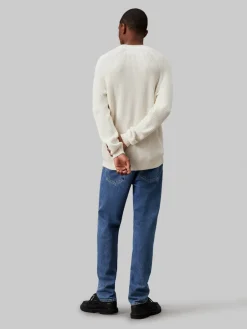 Calvin Klein Jeans Miesten Neulepusero, SOFT UTILITY RAGLAN SWEATER Valkoinen