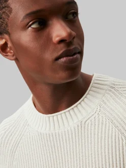 Calvin Klein Jeans Miesten Neulepusero, SOFT UTILITY RAGLAN SWEATER Valkoinen