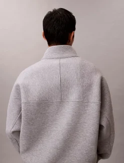 Calvin Klein Jeans miesten collegepaita LS Cotton Spacer Stripe Rib QTR, vaaleanharmaa