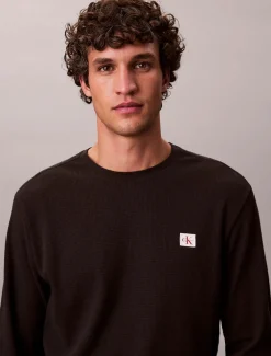 Calvin Klein Jeans miesten college, LS WAFFLE LS TEE Musta
