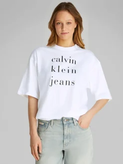 Calvin Klein Jeans naisten t-paita, SS CKJ LOGO TEE Valkoinen