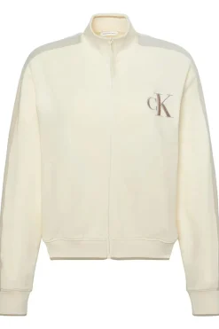 Calvin Klein Jeans naisten paita LS Stretch Terry FZ Track Jacket, luonnonvalkoinen