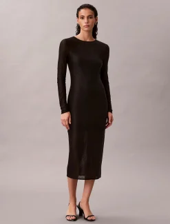 Calvin Klein Jeans naisten mekko LS AOP Lace Maxi Dress, musta