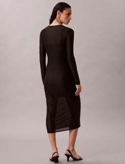 Calvin Klein Jeans naisten mekko LS AOP Lace Maxi Dress, musta