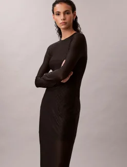 Calvin Klein Jeans naisten mekko LS AOP Lace Maxi Dress, musta