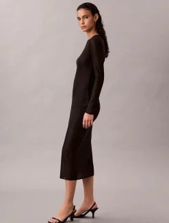 Calvin Klein Jeans naisten mekko LS AOP Lace Maxi Dress, musta