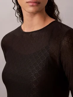 Calvin Klein Jeans naisten mekko LS AOP Lace Maxi Dress, musta