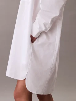 Calvin Klein Jeans naisten paitamekko, COTTON OVERSIZED MINI SHIRTDRESS Valkoinen