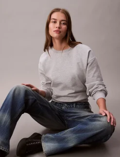 Calvin Klein Jeans naisten collegepaidat LS Archive Logo French Terry, harmaa